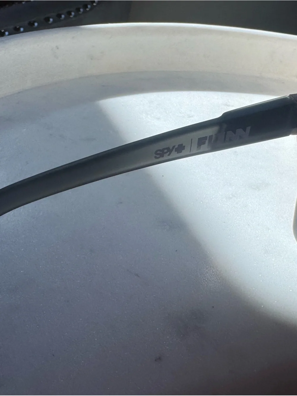 Like new spy sunglasses with happy lenses. Black and gray.